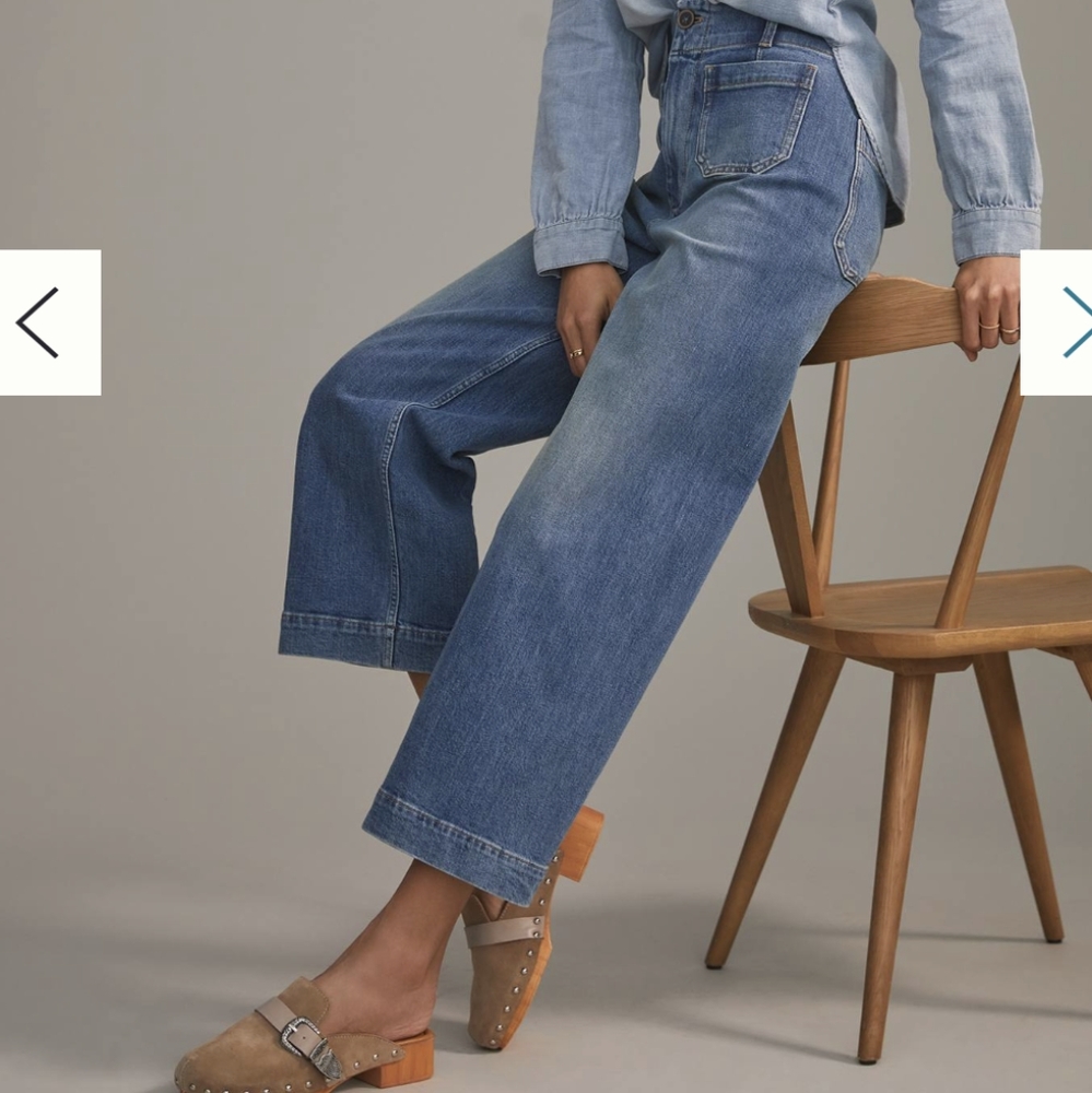 Pilcro Blue Wide Leg Cropped Jeans - Picture 2 of 16